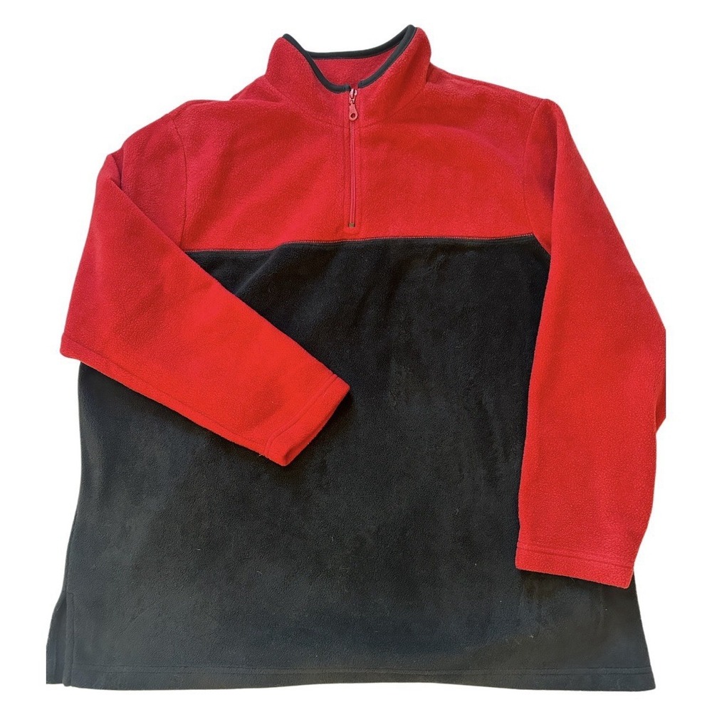 Just My Size Teen Colorblock Fleece 1/4 Zip Mock Neck Sweatshirt L Red Black